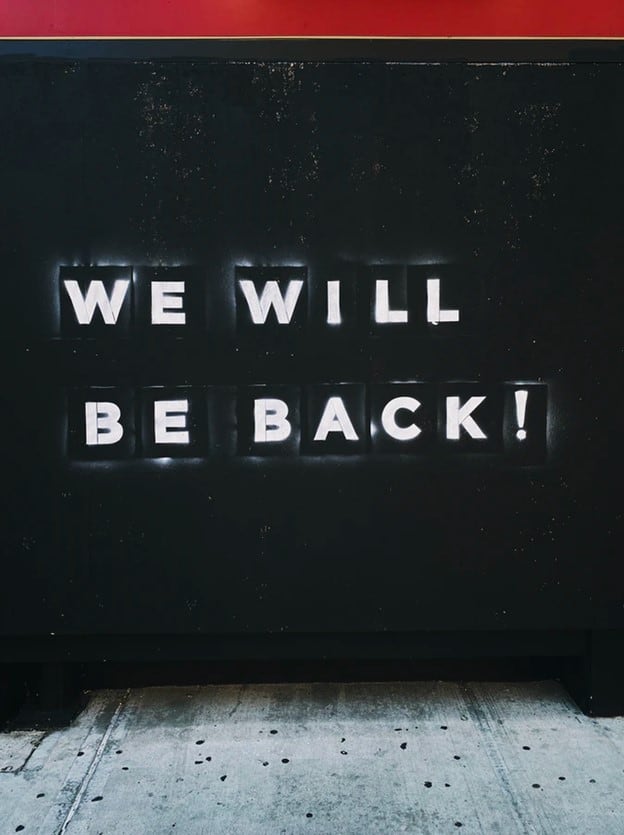 We will be back stenciled