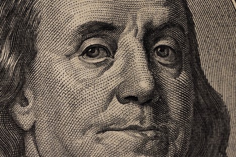 Image of Ben Franklins face as seen on money
