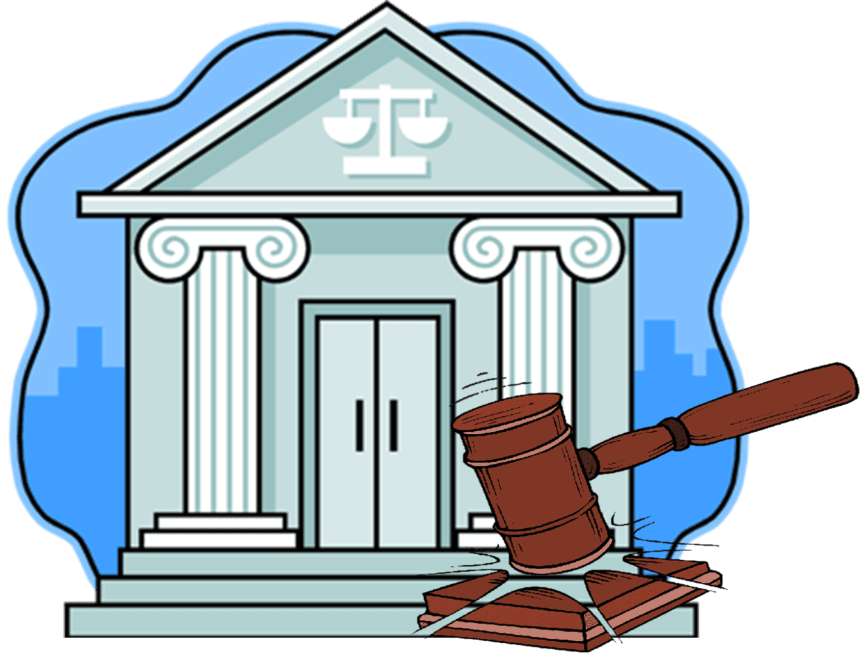 Clip art courthouse with judges hammer