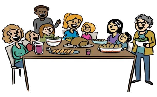 Cartoon People around a table